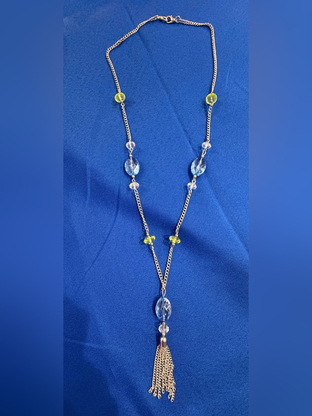 Park Lane Blue & Green Silver-Tone Tassel Necklace